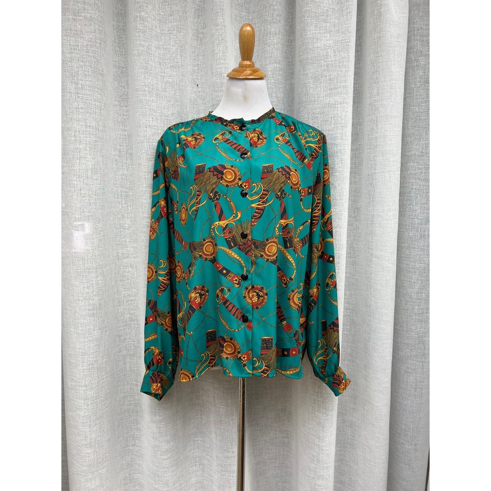 1990 Cricket Lane turquoise Green chain tassels theme blouse ropes